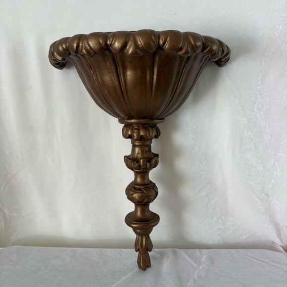 Vintage Other - Vintage plaster bronze gold baroque wall hanging sconce vase home decor